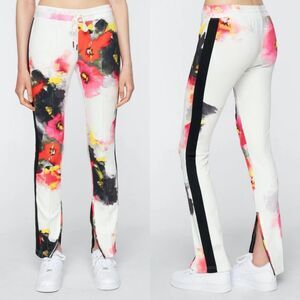 Pam & Gela Women Size S Watercolor Floral Cigarette Track Pants NEW Sporty Art